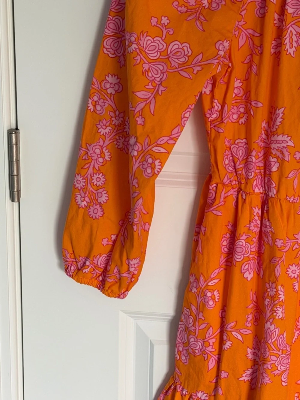 J. Crew Women's Orange Floral Tiered Mini Dress Size 4 - 54954